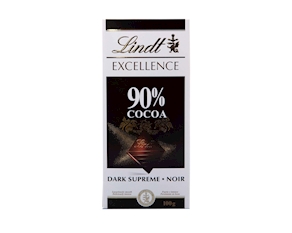 Chocolate Lindt Excellence 90% Cocoa Dark Supreme Noir, 100 gramos