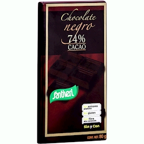 Chocolate negro 74% cacao Santiveri, 80 gramos