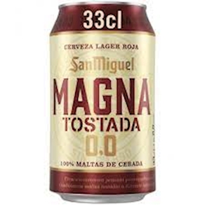 Cerveza San Miguel Magna sin alcohol tostada, lata 33cl